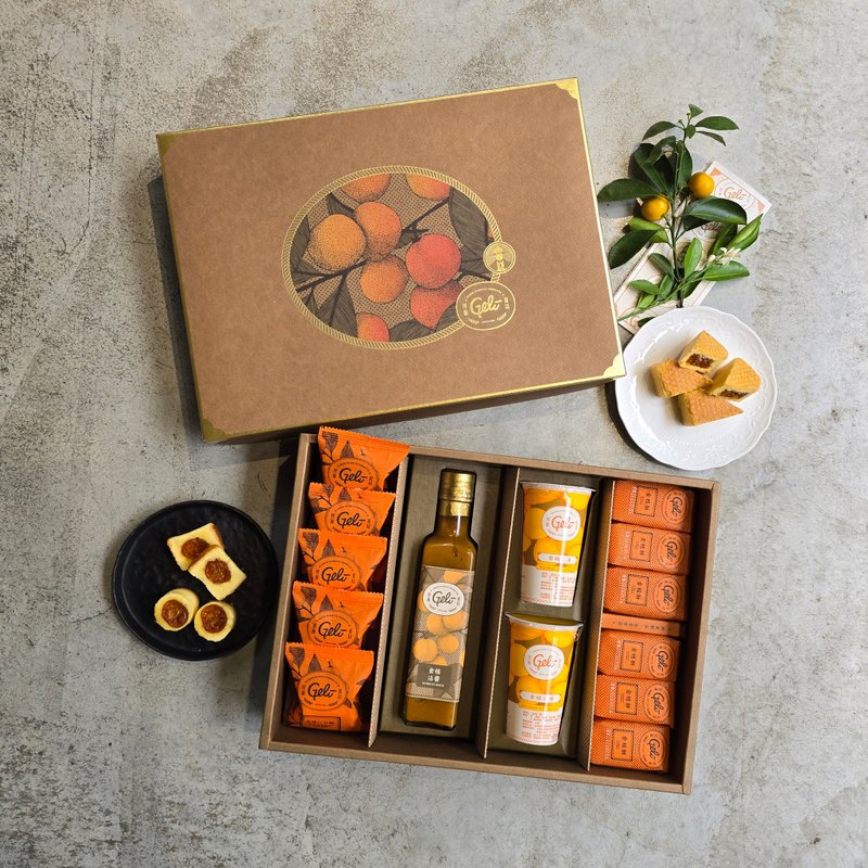 New Year Ju Feng Gift Box LB5 (5 pieces of puff pastry + 6 pieces of kumquat puff pastry + kumquat dipping sauce + optional) - Comes with carrying bag - เค้กและของหวาน - อาหารสด 