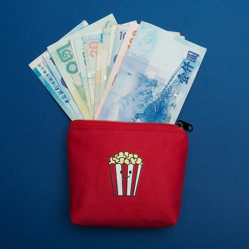 kiitos life smile smile series canvas purse - popcorn paragraph - กระเป๋าใส่เหรียญ - กระดาษ สีแดง