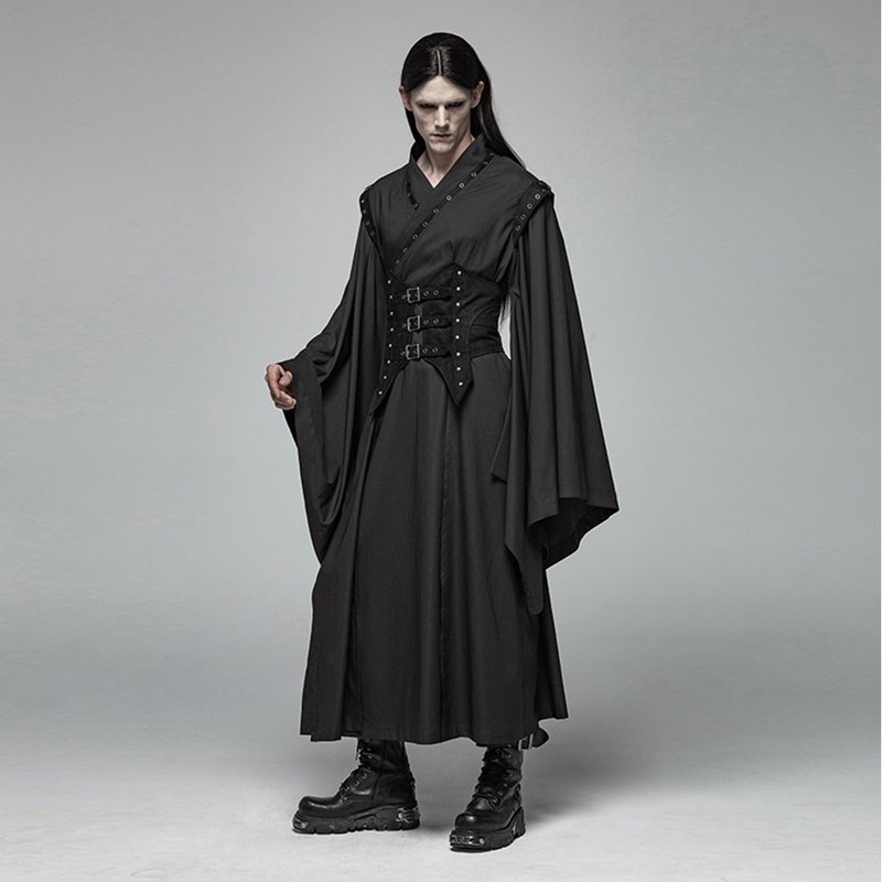 哥德武士暗紋和服 - 男夾克/外套 - 其他材質 黑色