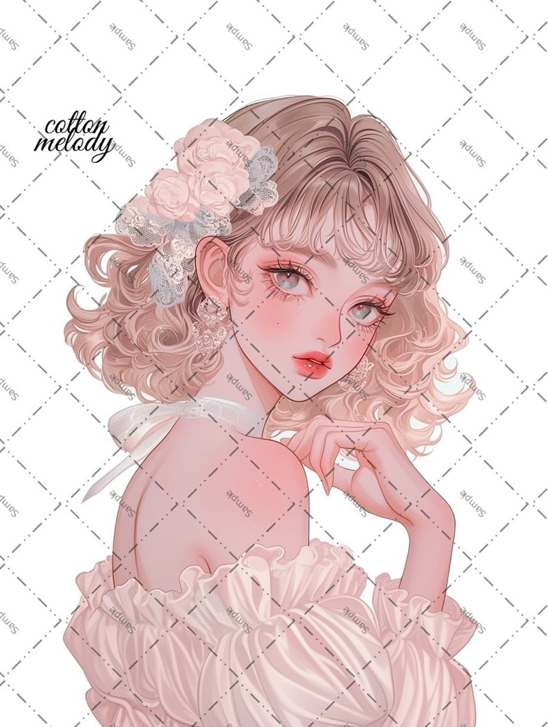 original sticker no.2101 人物ステッカー オリジナルステッカー オリジナル人物ステッカー 装飾ステッカー cotton melody - 貼紙 - 紙 
