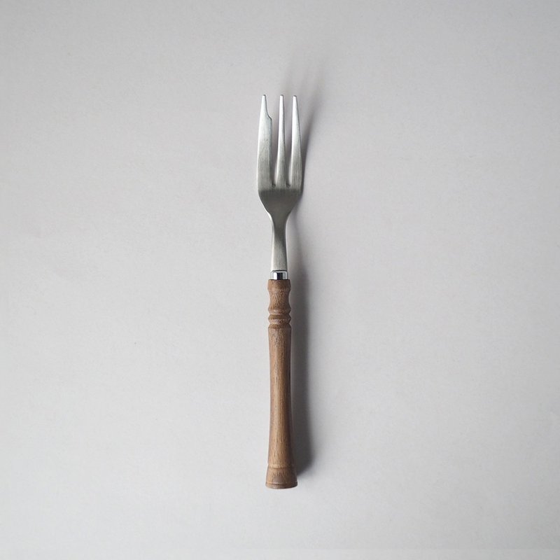 Japanese Gaosang metal Japanese retro style wooden handle Stainless Steel dessert fork - 2 pieces - ช้อนส้อม - สแตนเลส สีนำ้ตาล