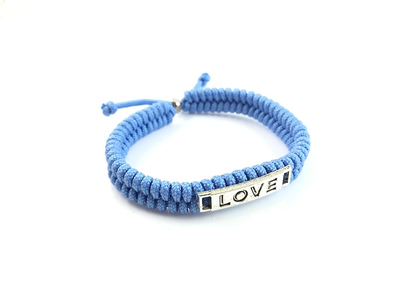Valentine's flagship product - LOVE [Love] light blue hand-rope models - Bracelets - Cotton & Hemp Blue