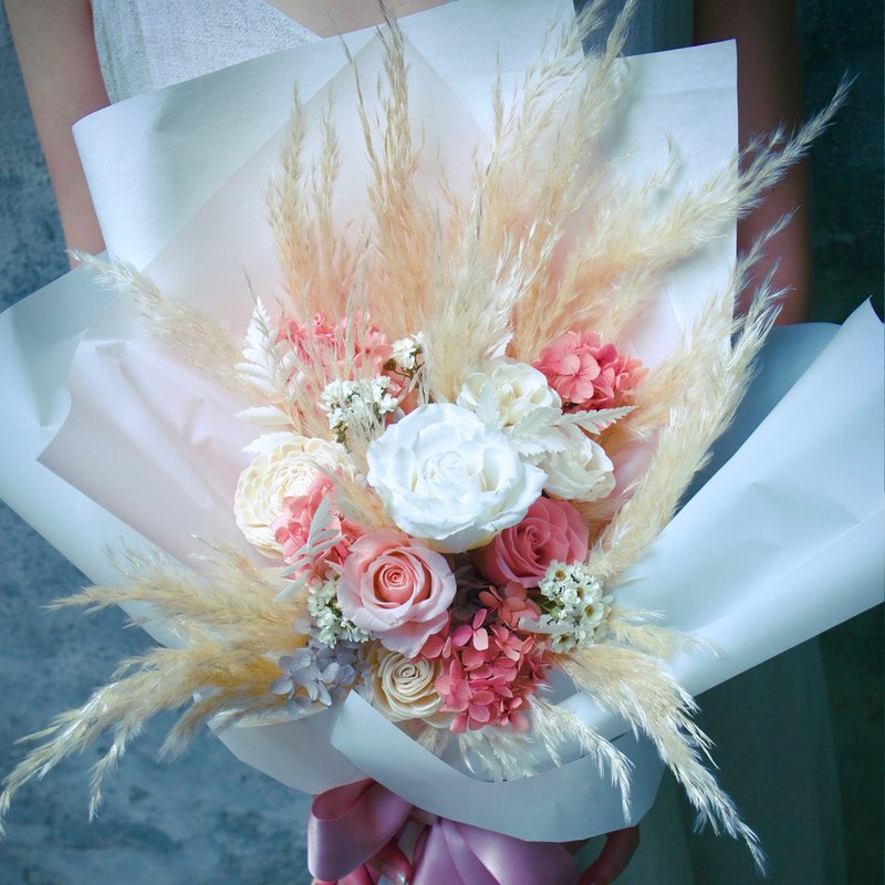 Preserved Korean Style Bouquet/Birthday/Valentine's Day/Proposal Bouquet - Dried Flowers & Bouquets - Plants & Flowers Pink