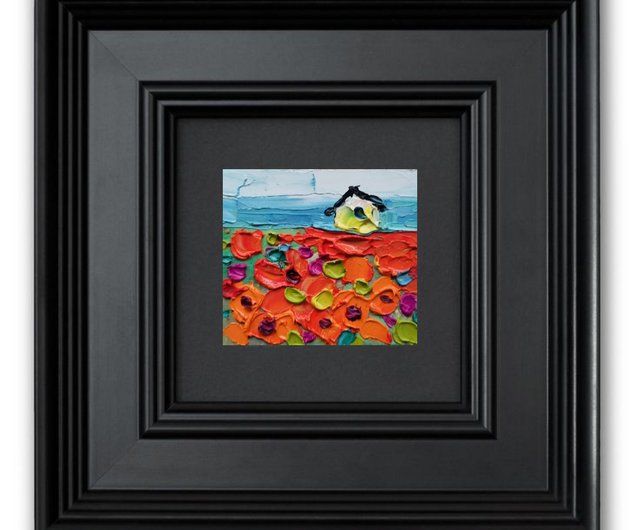 HanBee、ハン・ビー、花の油絵セット 3点 油絵原作ひまわりの絵手工油絵オリジナルアート油絵小さな家の