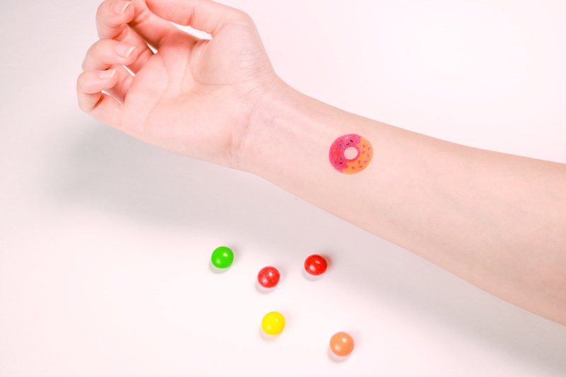 Deerhorn design / Deerhorn tattoo tattoo sticker donut 3 pieces - Temporary Tattoos - Paper Pink