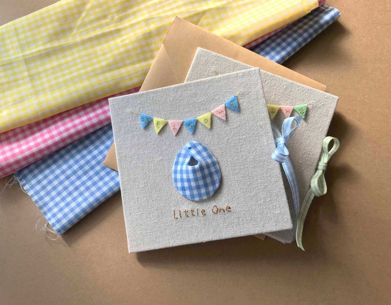 Blessings from a little bib | Handmade card | Birthday card | Handmade Baby card blue version 2.0 - Cards & Postcards - Other Materials Multicolor