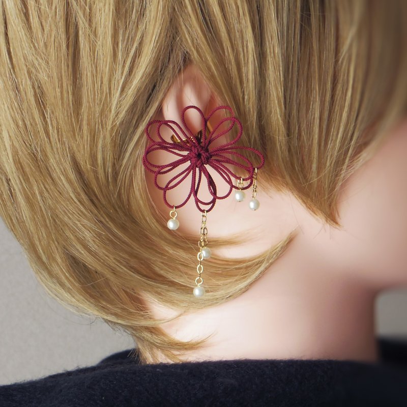 かたっぽイヤーカフ　善ク清ク - 耳環/耳夾/耳骨夾 - 其他金屬 紅色