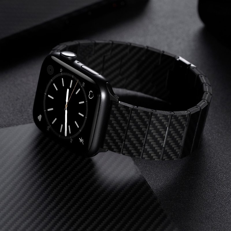 Apple Watch Ultra/SE/8/7/6/5/4 碳纖維精工鍛造錶帶 全型號共用 - 錶帶 - 其他人造纖維 黑色