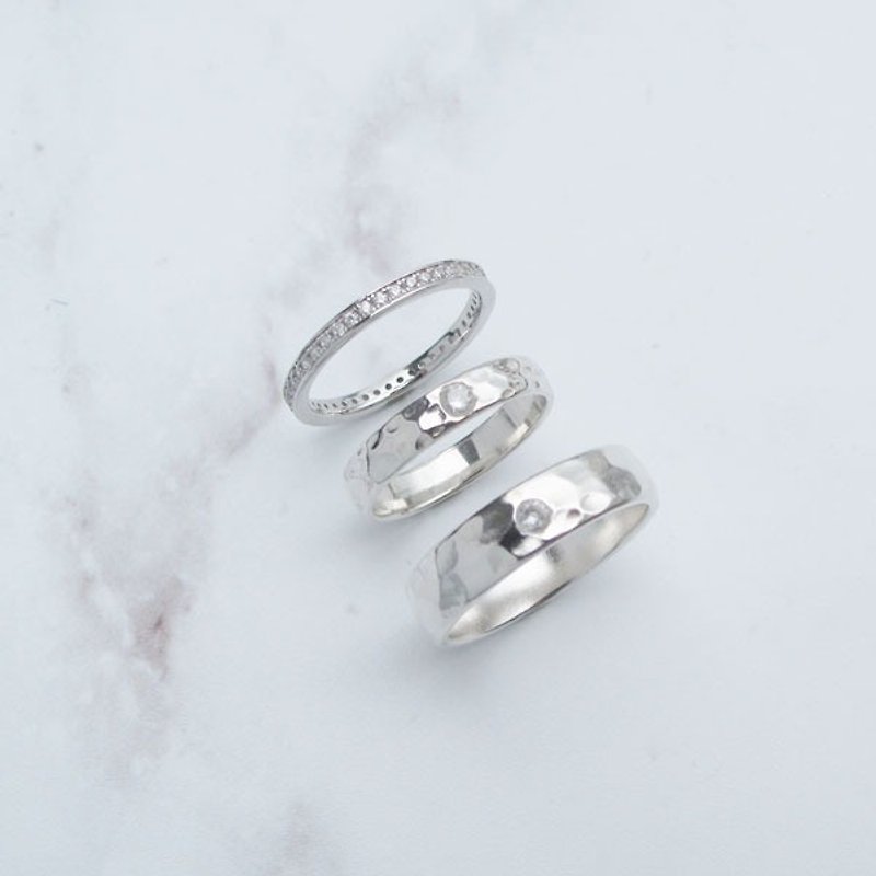 [Handmade custom ring] Water ripple|Natural handmade pattern sterling silver couple ring|Dai Yuan 囡仔 - แหวนคู่ - เงินแท้ สีเงิน