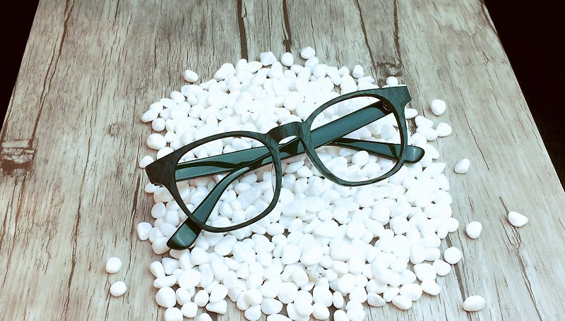 ブラックスクエア長方形眼鏡フレームアイウェア日本製ハンドメイド - 眼鏡・フレーム - その他の素材 ブラック
