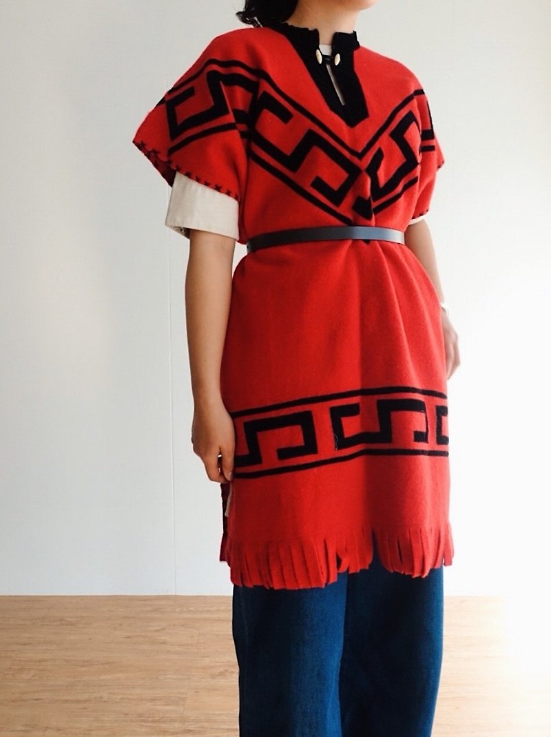 Vintage 外套 / 墨西哥罩衫 no.21 tk - 女大衣/外套 - 其他材質 紅色