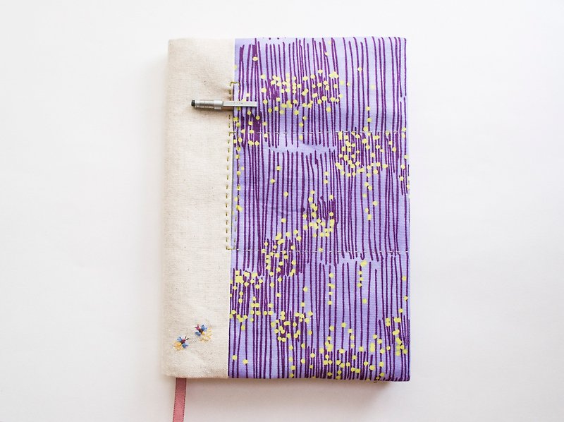 Fireflies - adjustable A5 bookcover - Notebooks & Journals - Cotton & Hemp Purple