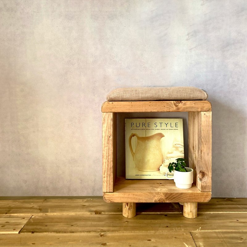 ベンチ　クッション　木製　ディスプレイラック スツール　丸くてかわいい ソファーテーブル プランタースタンド　本棚　ブラウン　布生地ベージュ - 椅子/沙發 - 木頭 咖啡色