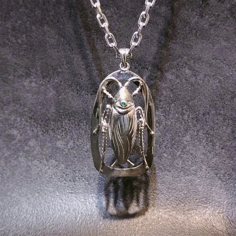 ネックレス　【Evil cockroach】ステンレスチェーン付属　Necklace by GRYPHON - 項鍊 - 純銀 銀色