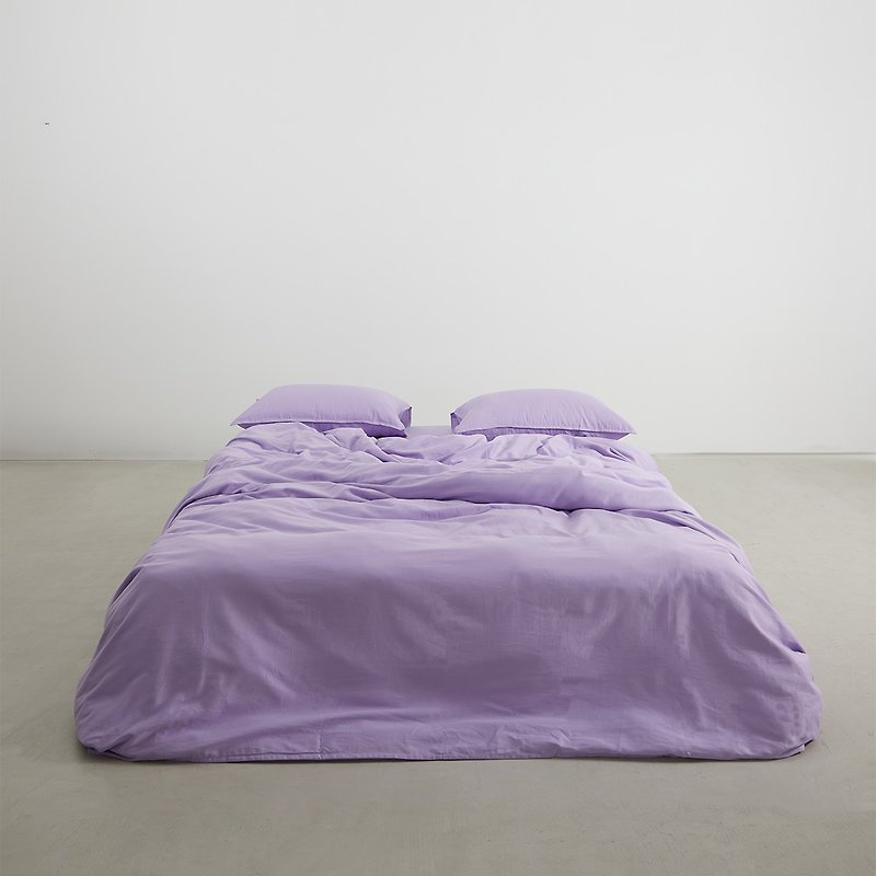 Nude series lavender purple solid color four-piece set of 60 high-quality long-staple cotton 100% cotton bed sheets - Bedding - Cotton & Hemp Purple