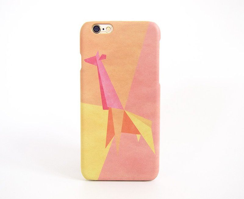 Geometric Giraffe (Pink/Orange) iPhone case 手機殼 เคสยีราฟ - เคส/ซองมือถือ - พลาสติก สึชมพู