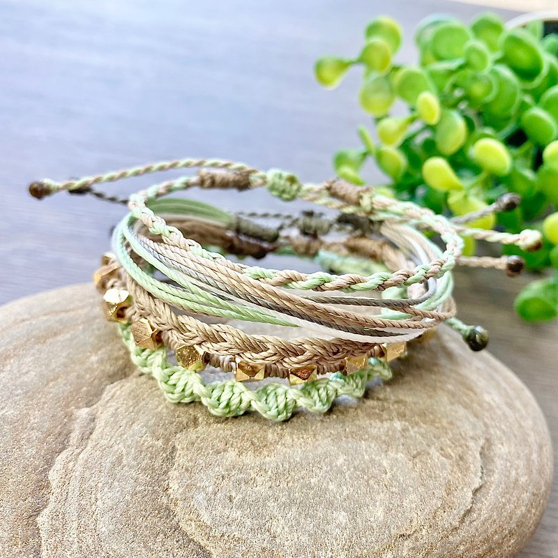 Handmade Jewelry | Wax Thread Surf Bracelets - Algae - Bracelets - Cotton & Hemp 