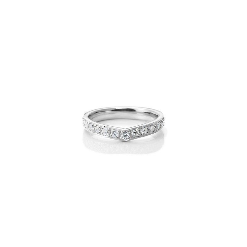 Precious Metals General Rings Silver - Baby Ring【V shape Eternity 19 diamond】Pt950 18K