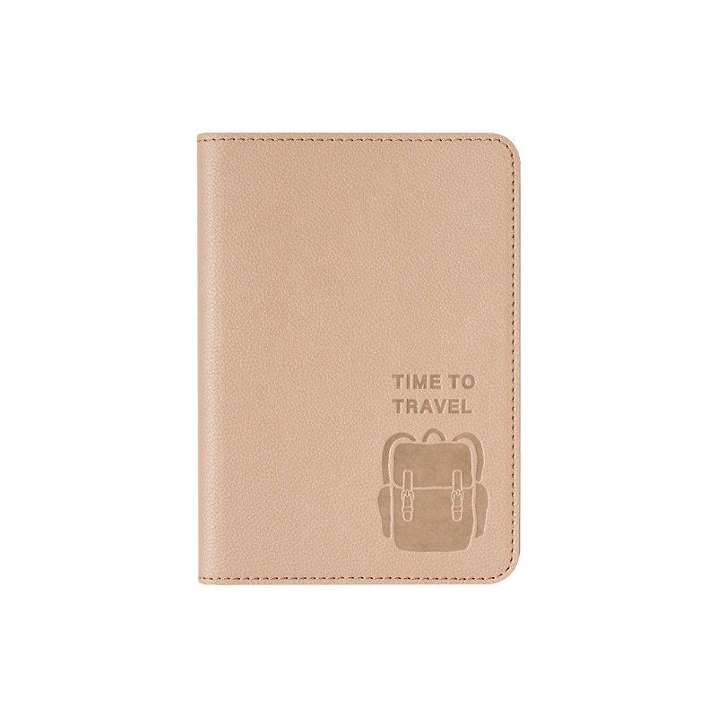 烙印風旅行護照夾 - 皮革卡其 - 護照套 - 其他材質 