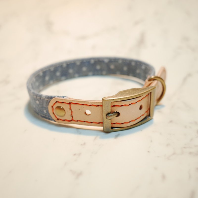 Dog M size 2 cm wide collar (without tag) Non-printed cute little planted leather can add tag with bell - Collars & Leashes - Cotton & Hemp 