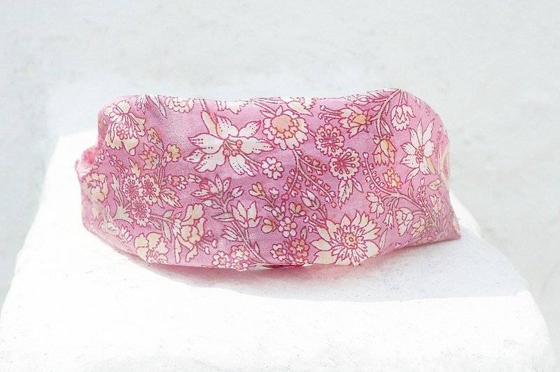 Limited one handmade headband/ French headband/ colorful flower headband/ satin elastic headband/ satin silk headband/ flower headband-pink romantic flower - เครื่องประดับผม - ผ้าไหม สึชมพู
