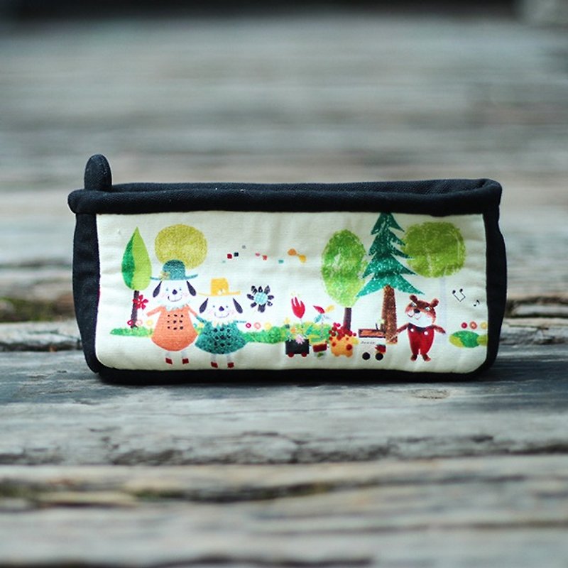 ❖ handmade material package - party animal pencil box ❖ - Knitting, Embroidery, Felted Wool & Sewing - Cotton & Hemp Khaki