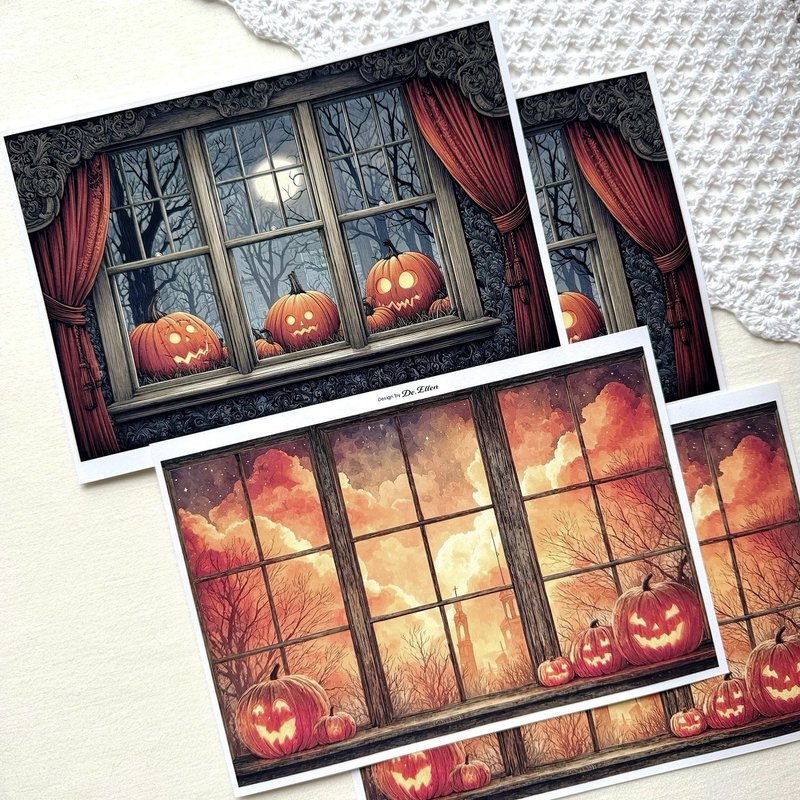Z548 - Gothic Halloween of background - 貼紙 - 紙 