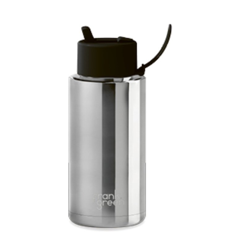 【frank green 台灣】三層真空保溫瓶 1000ml 銀色系列_黑色蓋 - 水瓶/水壺 - 不鏽鋼 黑色