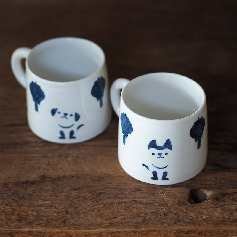 Small mountain-shaped cup 420ml [Wangcai Laifu] - Mugs - Porcelain White