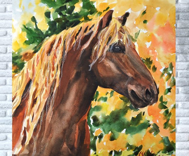 馬　水彩画 Amazon.co.jp: YOTQUULKI キャンバスプリントポスター 馬 水彩プリント