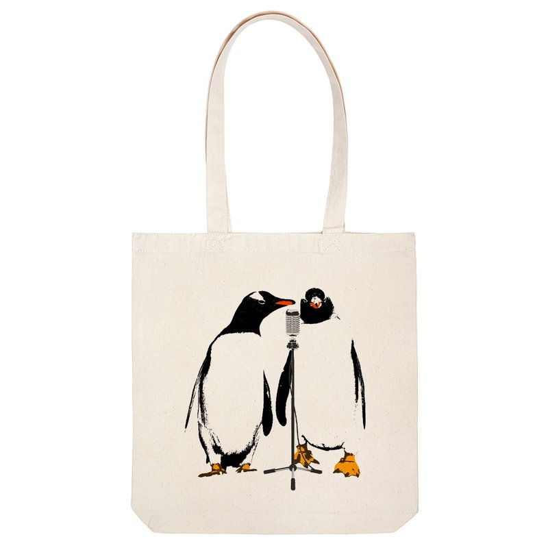 tote bag / combination penguin - 手提包/手提袋 - 棉．麻 卡其色