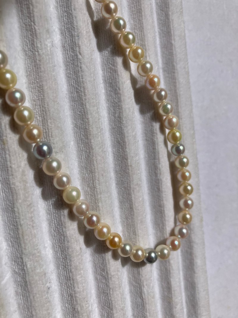 日本直送 數量限定 糖果色混彩4.5mm akoya珍珠項鍊 天然海水珍珠 - 項鍊 - 珍珠 多色