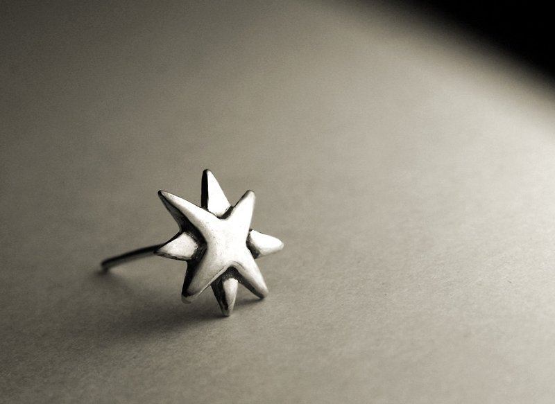 雙星造型純銀耳環(單支/一對) - 耳環/耳夾 - 其他金屬 銀色