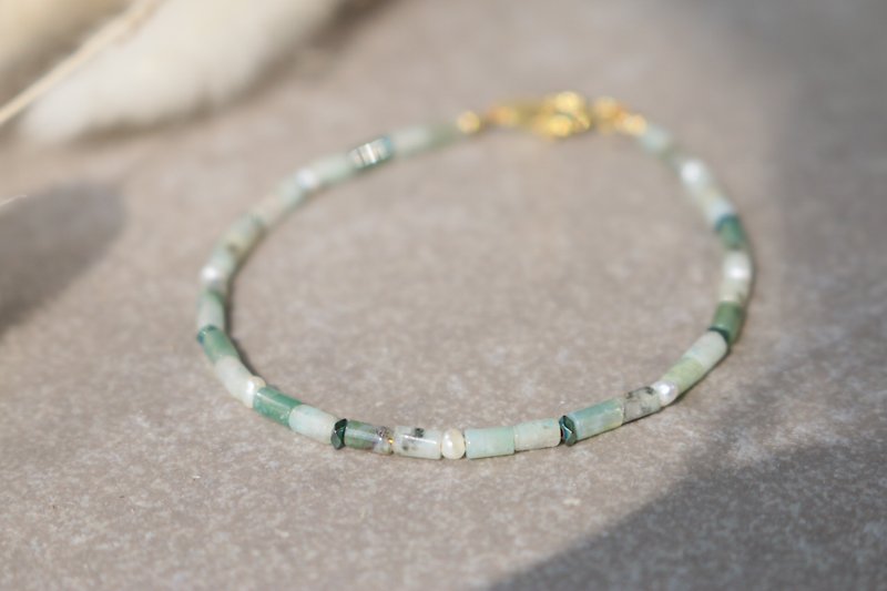 Fast Shipping jade pearl bracelet 1121 Massey Bronze - Bracelets - Gemstone Green