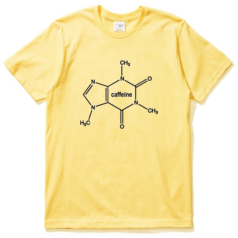 Caffeine Molecule【現貨】男女短袖T恤 黃色 咖啡因分子 文青 藝術 設計 時髦 文字 時尚 - 男 T 恤 - 棉．麻 黃色