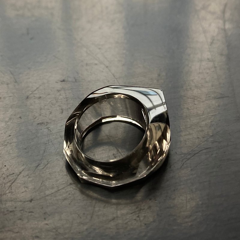 茶水晶のくりぬきリング(ツヤあり) - 戒指 - 石頭 咖啡色