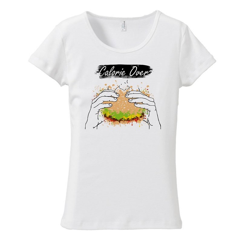 Women's T-shirt / appetite 2 - เสื้อยืดผู้หญิง - ผ้าฝ้าย/ผ้าลินิน ขาว
