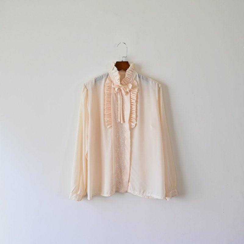 【蛋植物古著】春原萬里刺繡古著襯衫 - 女襯衫 - 其他人造纖維 