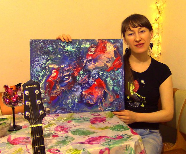 動物油絵抽象芸術オリジナルタイガービーストアーティストスヴィ
