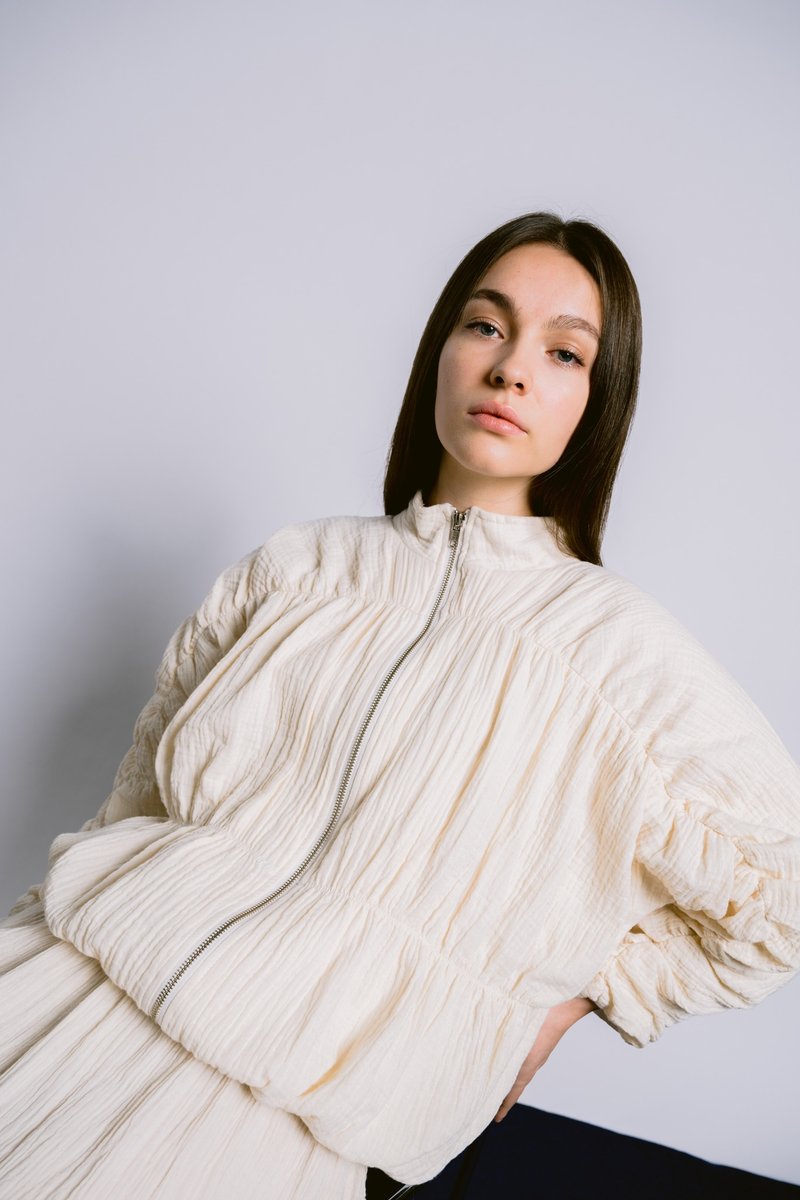 Palit Balloon jacket (White) - 女大衣/外套 - 棉．麻 