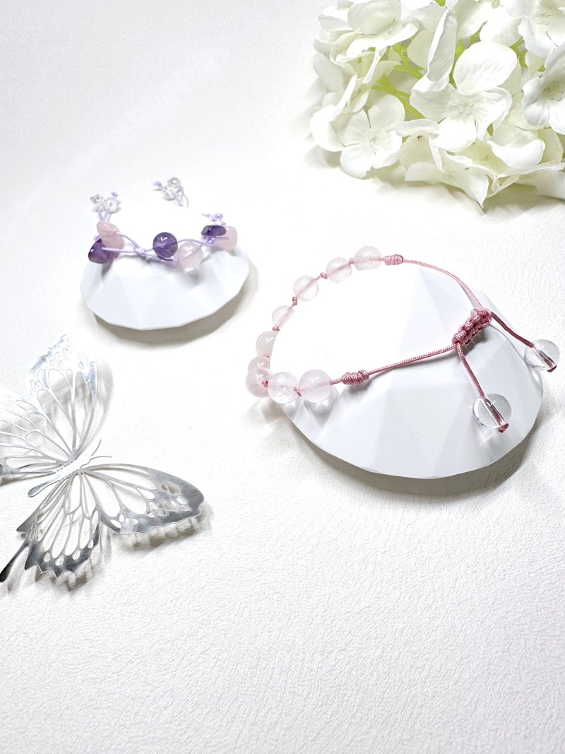粉晶 Rose Quartz 繩結手鏈 - 手鍊/手環 - 水晶 