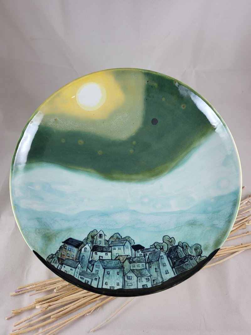 Mountain Village Chunxiao 21 cm diameter disc - จานและถาด - เครื่องลายคราม สีเขียว