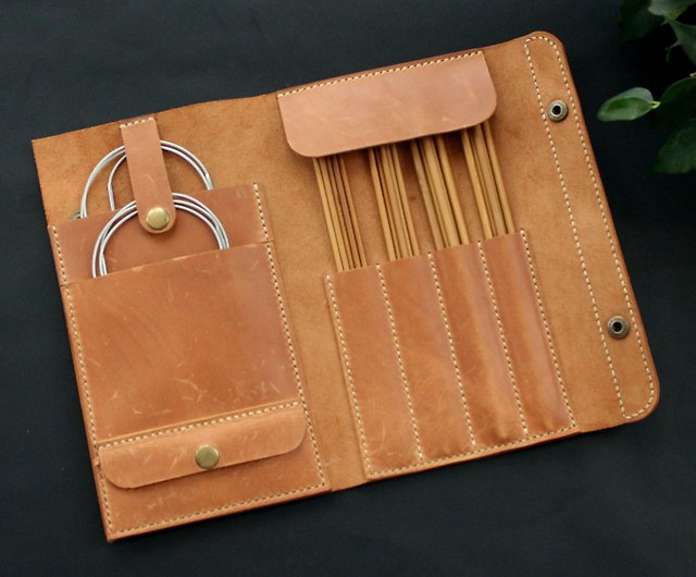 Sewing Needle Case Grand Mother Christmas Gift Leather Needle Organizer  Case Knitting Briefcase Crochet Needle Case 