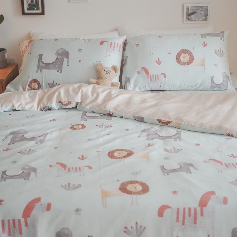 Microgreen Zoo 100% Tencel Thin Bed Pack Dual-purpose Quilt Set Bed Height 35cm 【Exceeding the limit set】 - เครื่องนอน - วัสดุอื่นๆ สีเขียว