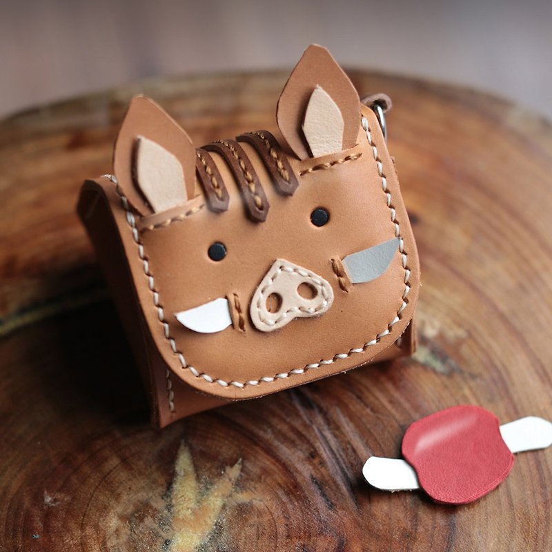 Royal rice ball mountain pig animal stereo coin purse - Coin Purses - Genuine Leather Brown