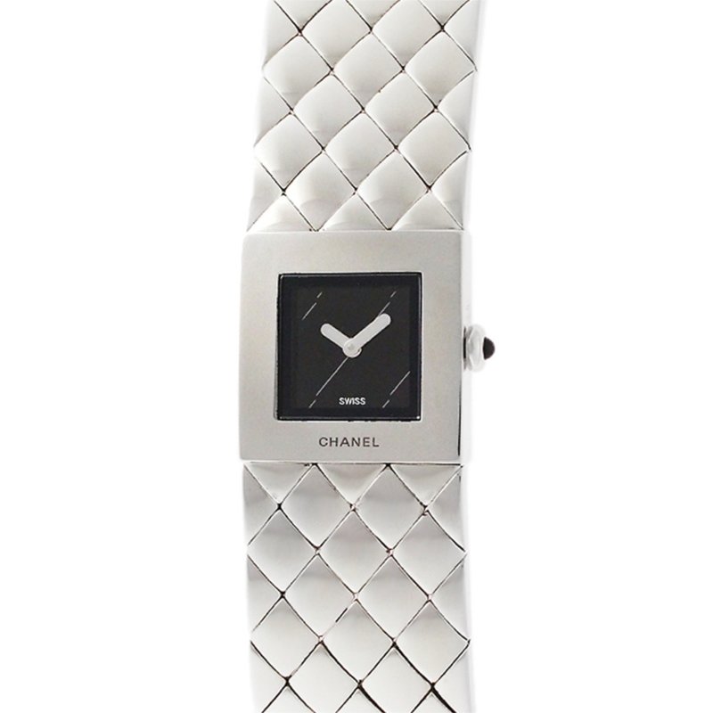 稀有中古二手Chanel Metalaase黑銀色石英古董錶金屬帶女裝手腕錶 - 女錶 - 其他金屬 銀色
