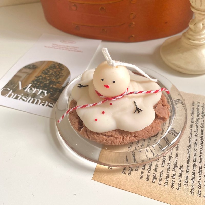 [Christmas Series] Snowman Q Cake Scented Candle Christmas Gift Exchange Gift Dessert Candle - เทียน/เชิงเทียน - ขี้ผึ้ง 