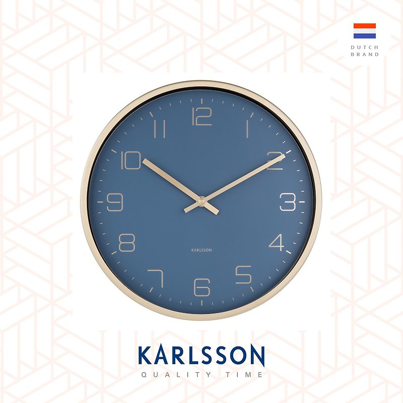 Karlsson 亮金框藍色掛鐘Wall clock Gold Elegance blue - 時鐘/鬧鐘 - 其他金屬 藍色