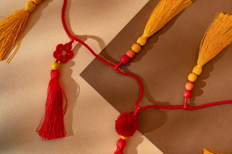 [Fast Shipping] Liuliu Dashun (Tassel Long String) New Year | Year of the Snake | Arrangement | Spring Festival | Creative Spring Couplets | - Items for Display - Other Materials Red