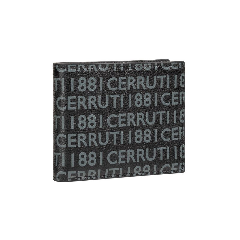 CERRUTI 1881 限量2折 頂級小牛皮8卡短夾 全新專櫃展示品 - 錢包/皮夾/長短夾 - 真皮 黑色